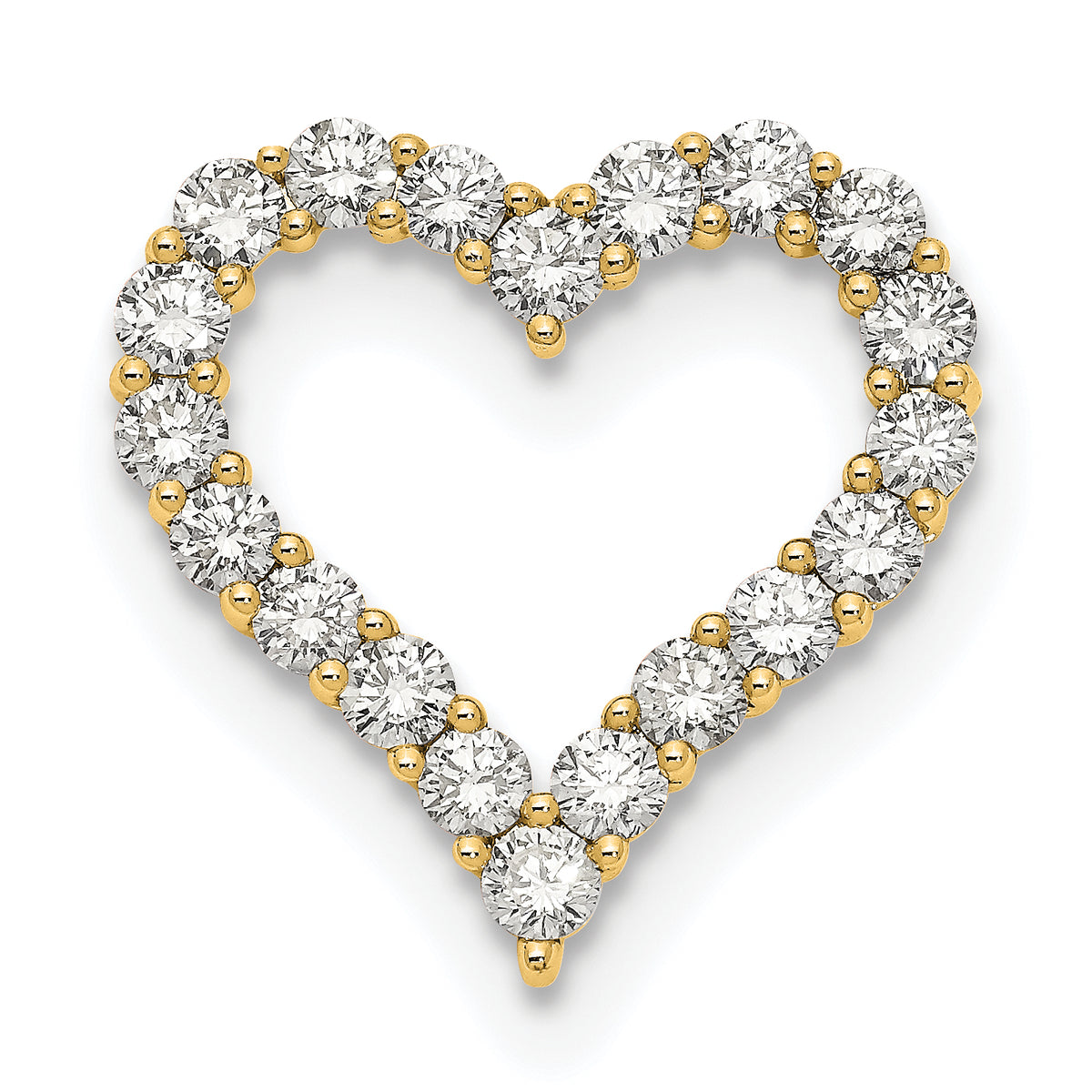 14k 2 carat Lab Grown Diamond VS+ F+ Complete Heart Chain Slide Pendant