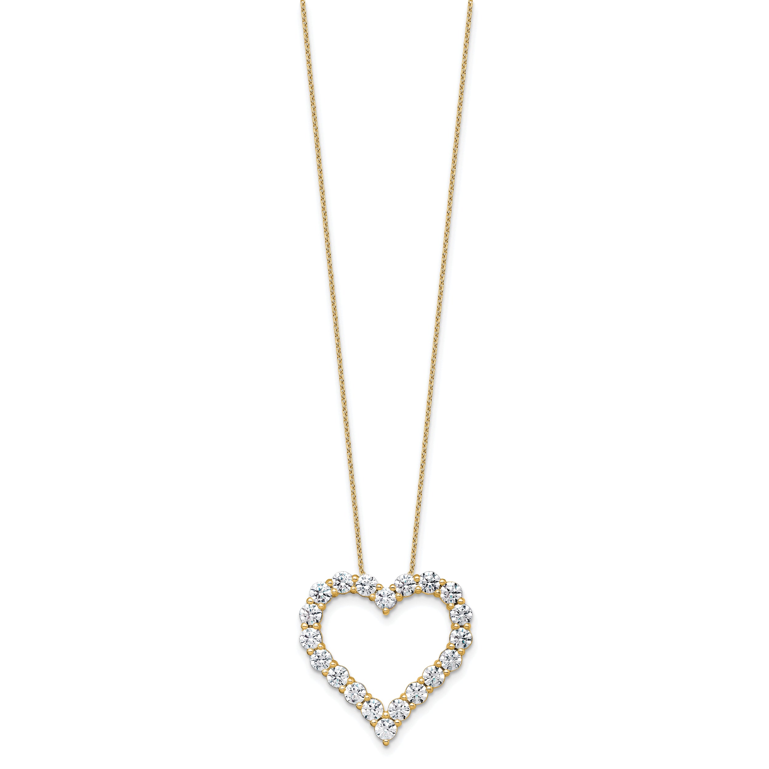 14k 4 carat Lab Grown Diamond VS+ F+ Complete 18 inch Heart Pendant Necklace