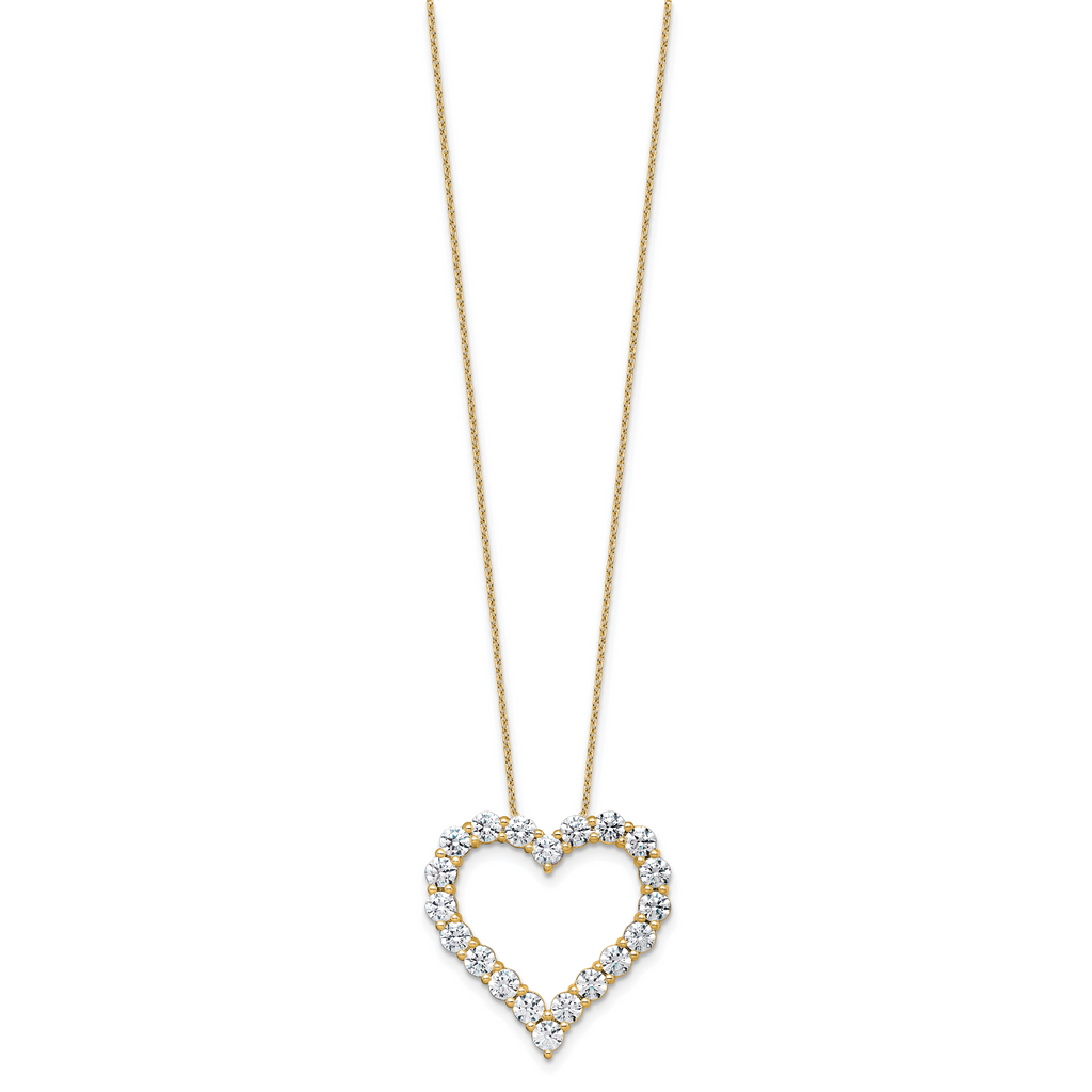 14k 4 carat Lab Grown Diamond VS+ F+ Complete 18 inch Heart Pendant Necklace