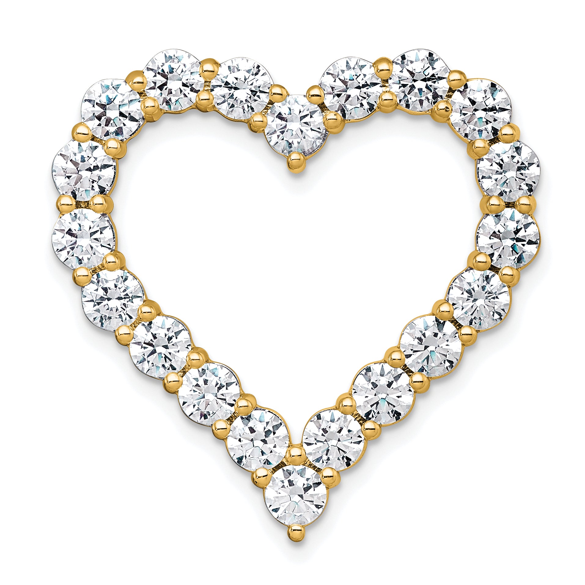 14k 4 carat Lab Grown Diamond VS+ F+ Complete Heart Chain Slide Pendant