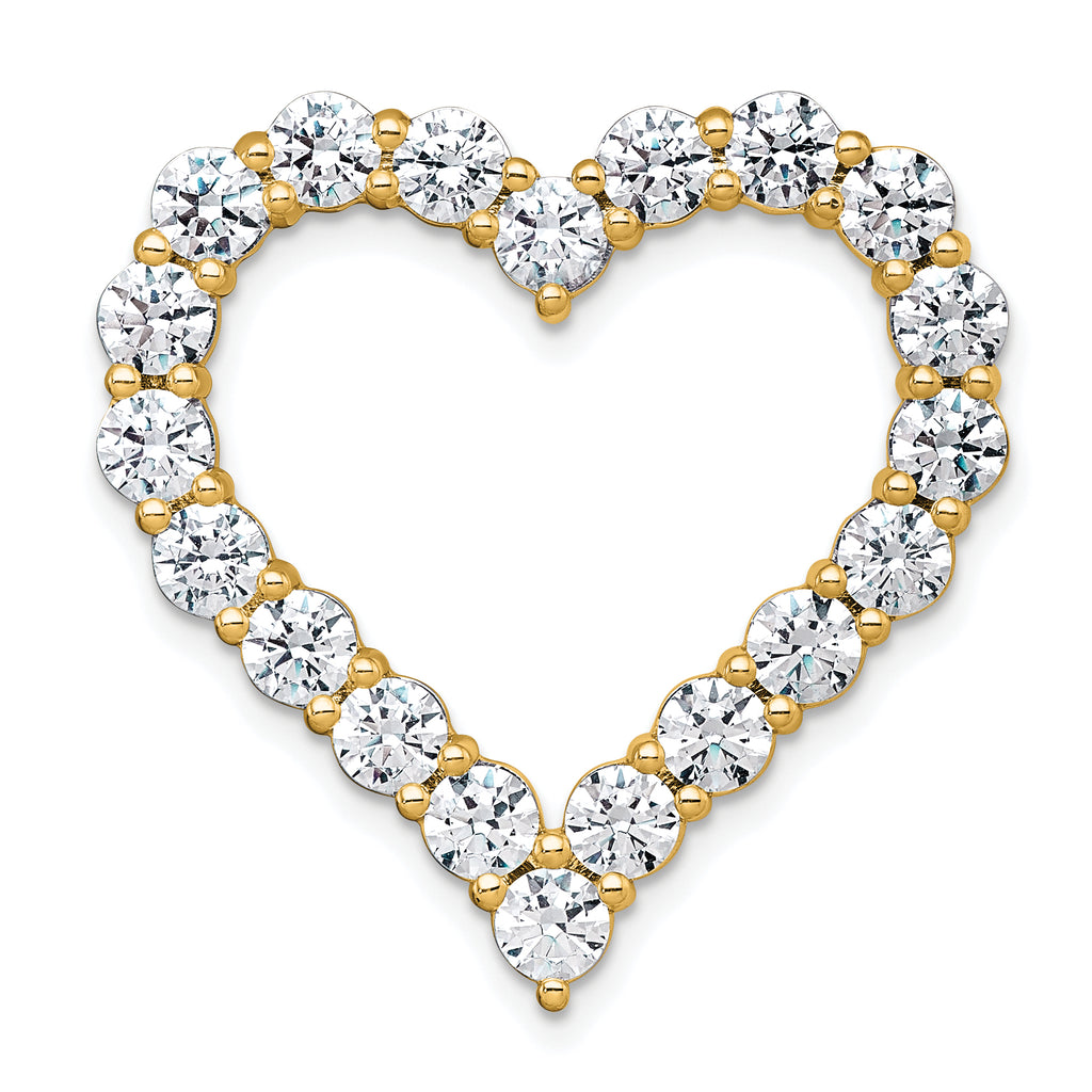 14k 4 carat Lab Grown Diamond VS+ F+ Complete Heart Chain Slide Pendant