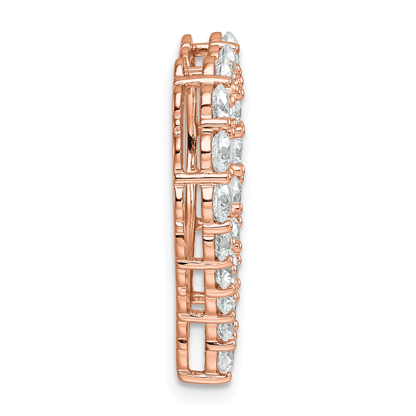 14k Rose Gold 3 carat Lab Grown Diamond VS/SI+ G+ Complete Heart Chain Slide Pendant Secondary image