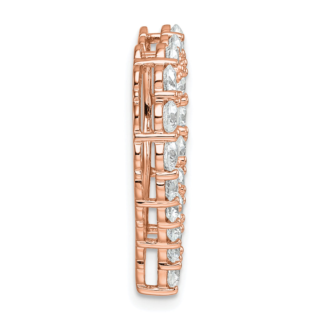 14k Rose Gold 3 carat Lab Grown Diamond VS/SI+ G+ Complete Heart Chain Slide Pendant