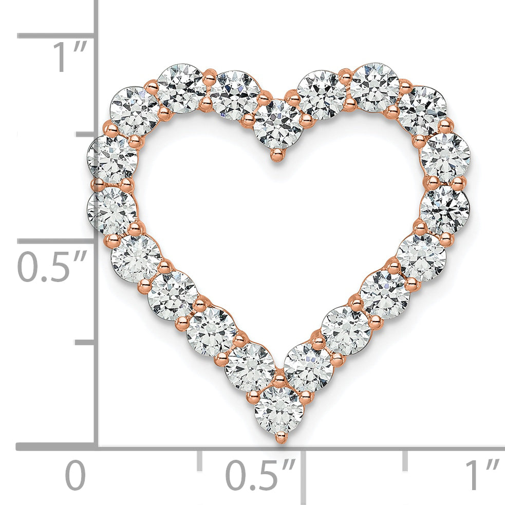14k Rose Gold 3 carat Lab Grown Diamond VS/SI+ G+ Complete Heart Chain Slide Pendant