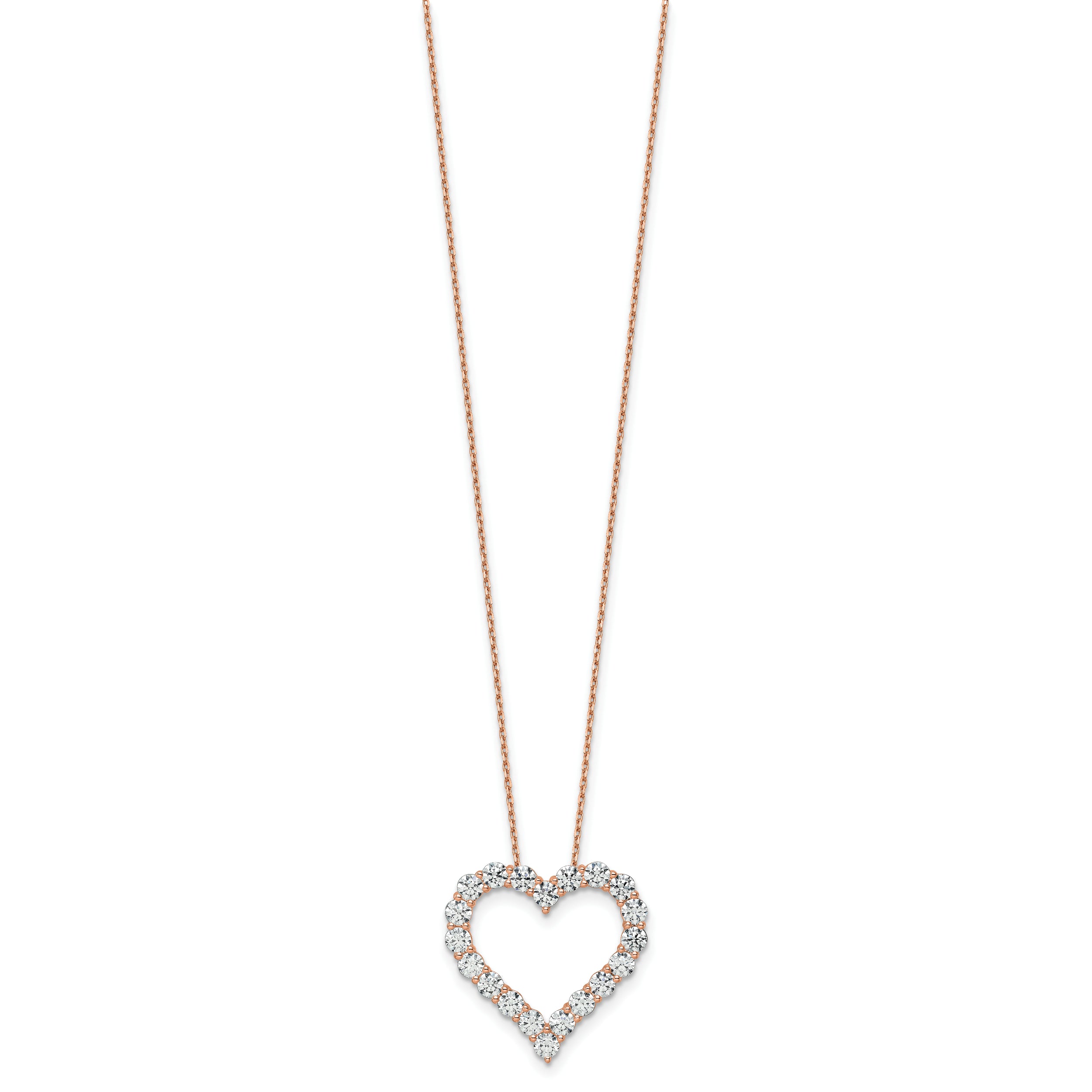 14k Rose Gold 3 carat Lab Grown Diamond VS/SI+ G+ Complete 18 inch Heart Pendant Necklace