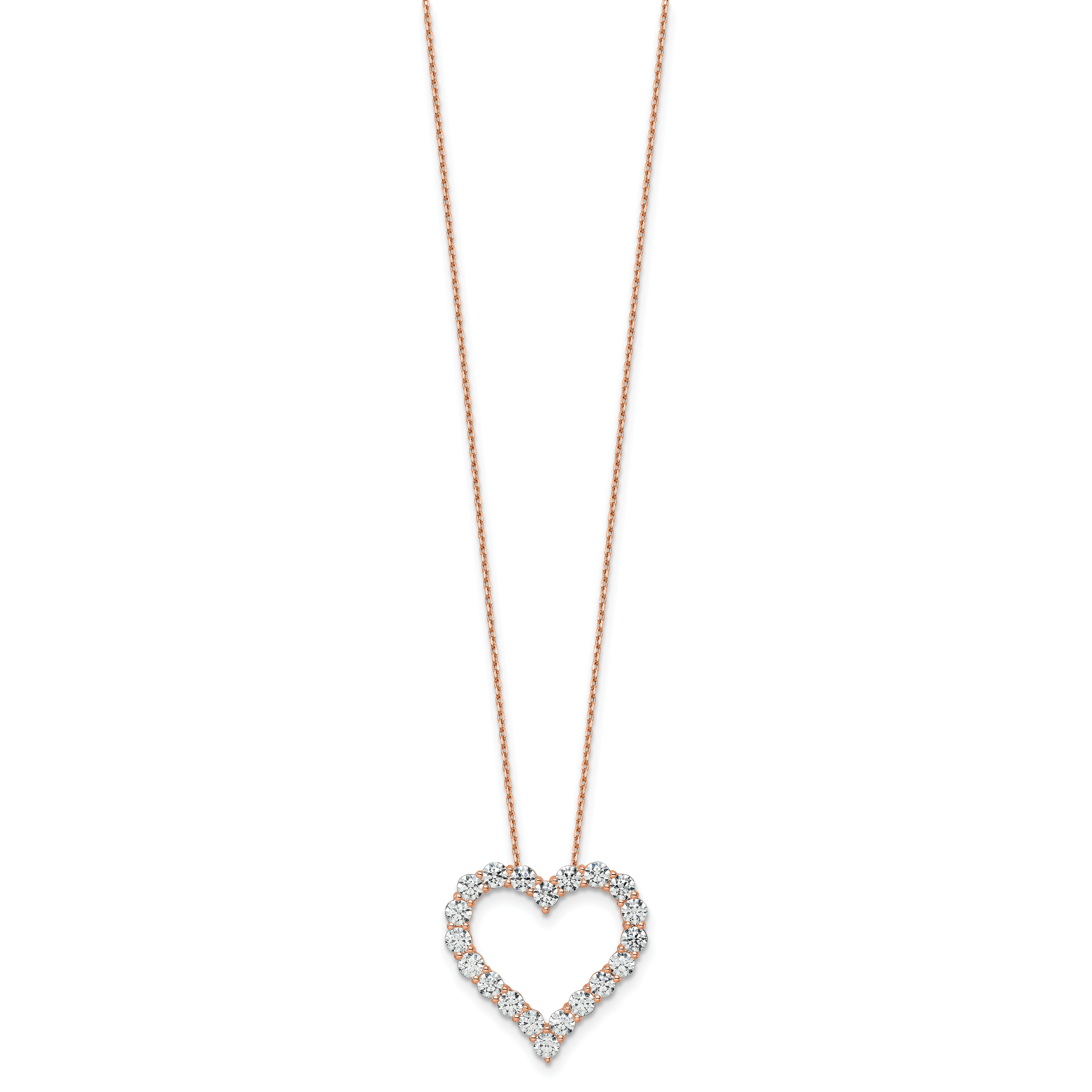 14k Rose Gold 3 carat Lab Grown Diamond VS/SI+ G+ Complete 18 inch Heart Pendant Necklace Secondary image