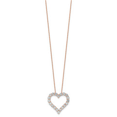 14k Rose Gold 3 carat Lab Grown Diamond VS/SI+ G+ Complete 18 inch Heart Pendant Necklace