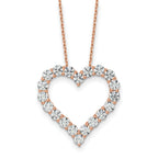 14k Rose Gold 3 carat Lab Grown Diamond VS/SI+ G+ Complete 18 inch Heart Pendant Necklace
