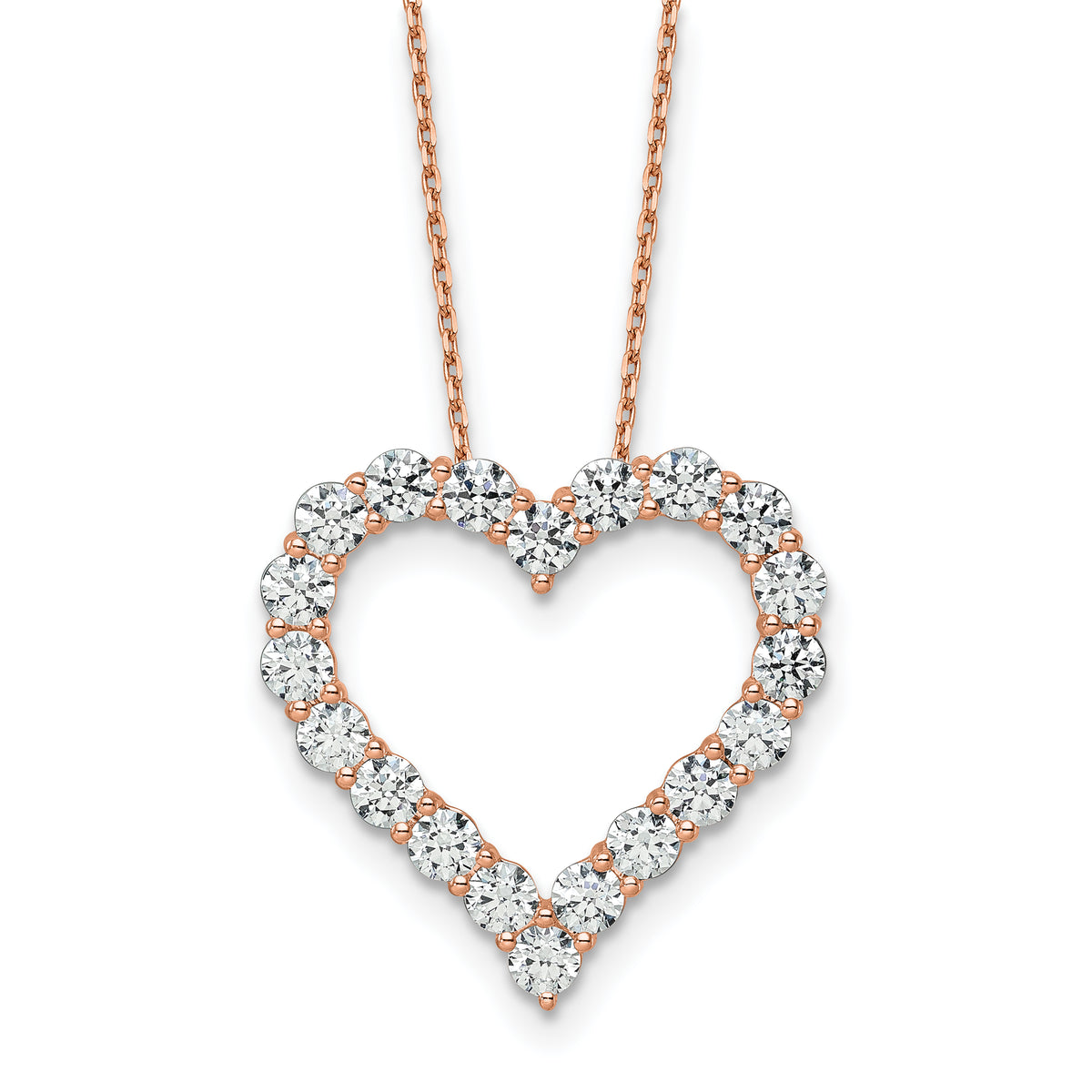 14k Rose Gold 3 carat Lab Grown Diamond VS/SI+ G+ Complete 18 inch Heart Pendant Necklace