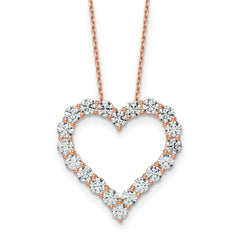 14k Rose Gold 3 carat Lab Grown Diamond VS/SI+ G+ Complete 18 inch Heart Pendant Necklace