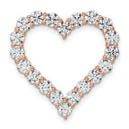 14k Rose Gold 3 carat Lab Grown Diamond VS/SI+ G+ Complete Heart Chain Slide Pendant