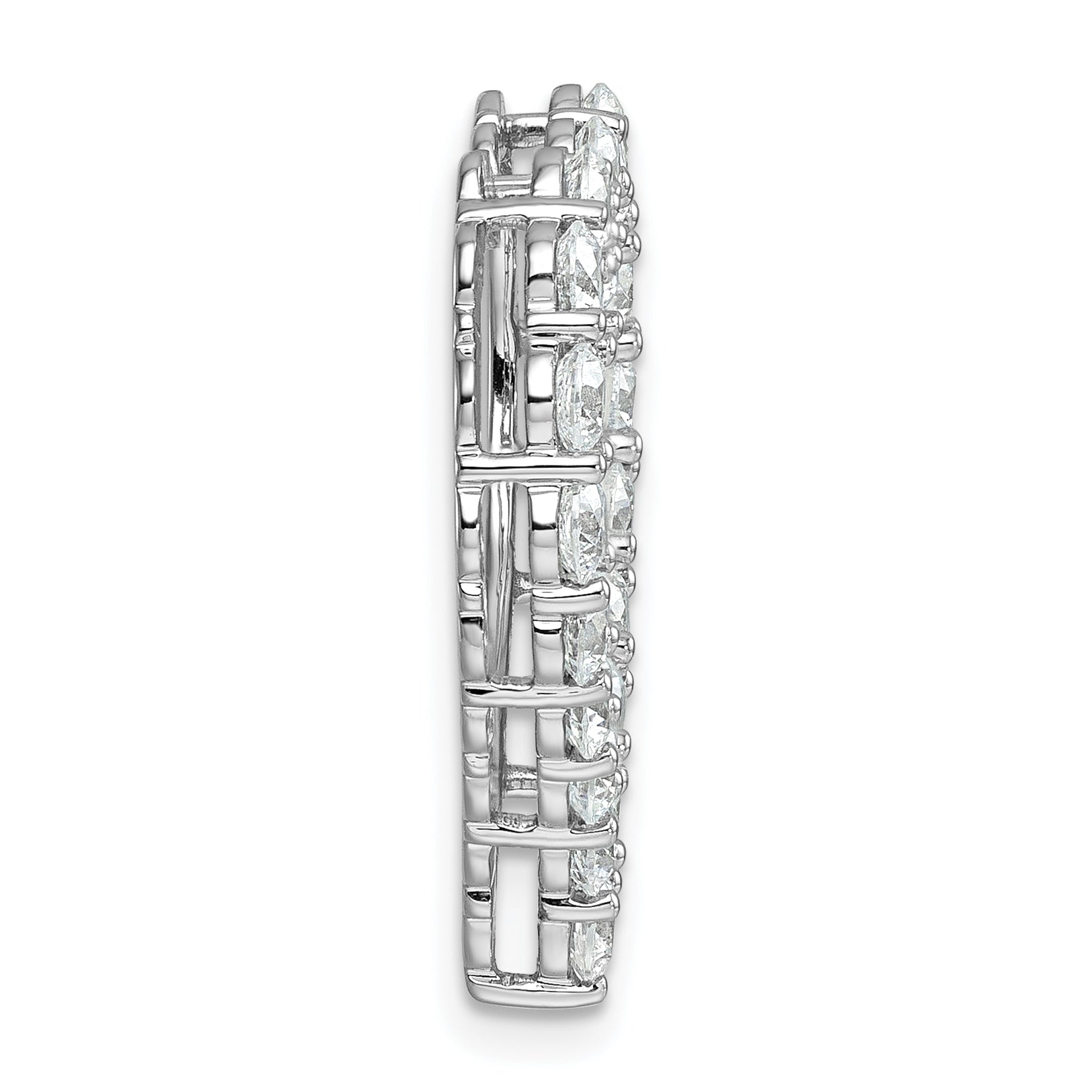 14k White Gold 3 carat Lab Grown Diamond VS/SI+ G+ Complete Heart Chain Slide Pendant