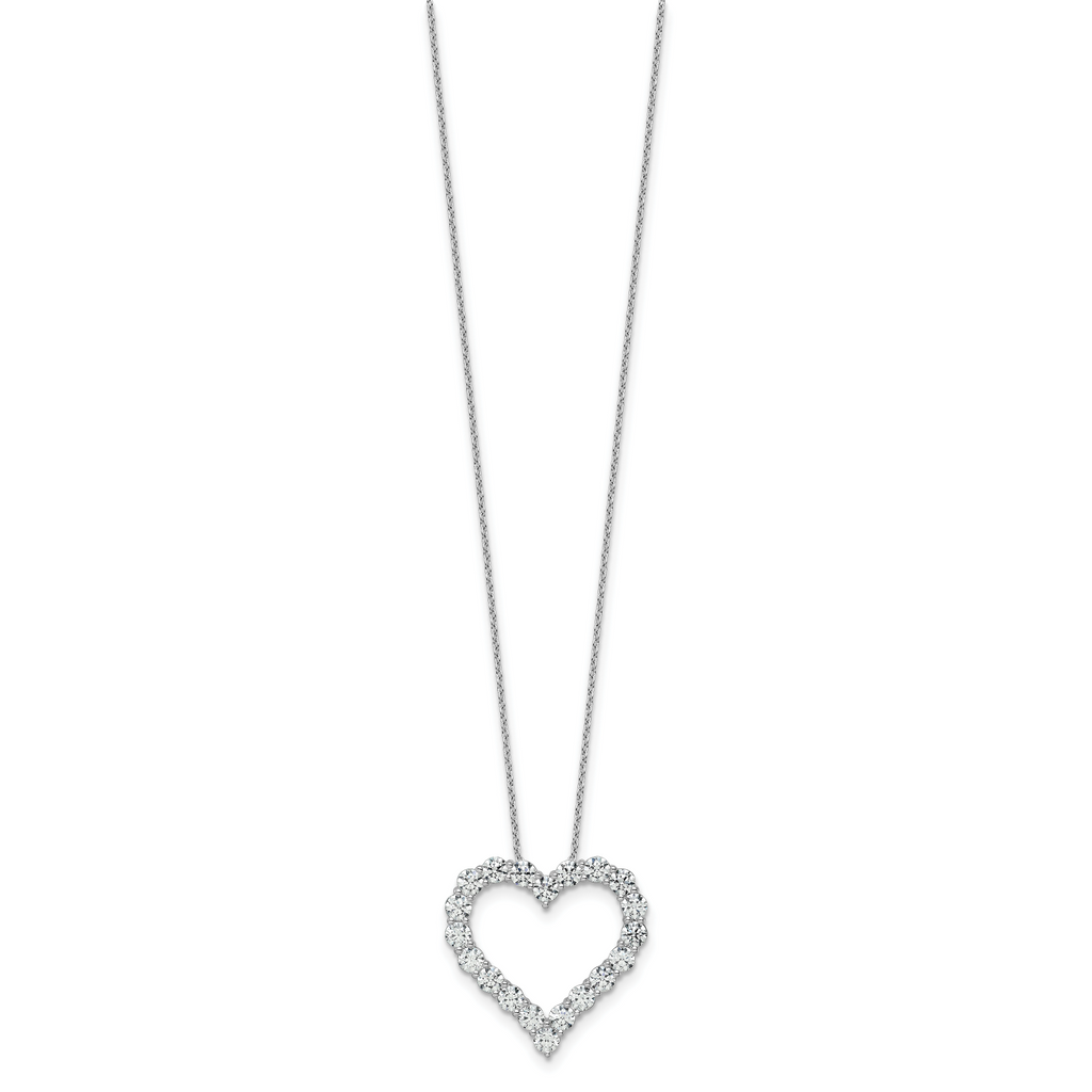 14k White Gold 3 carat Lab Grown Diamond VS/SI+ G+ Complete 18 inch Heart Pendant Necklace