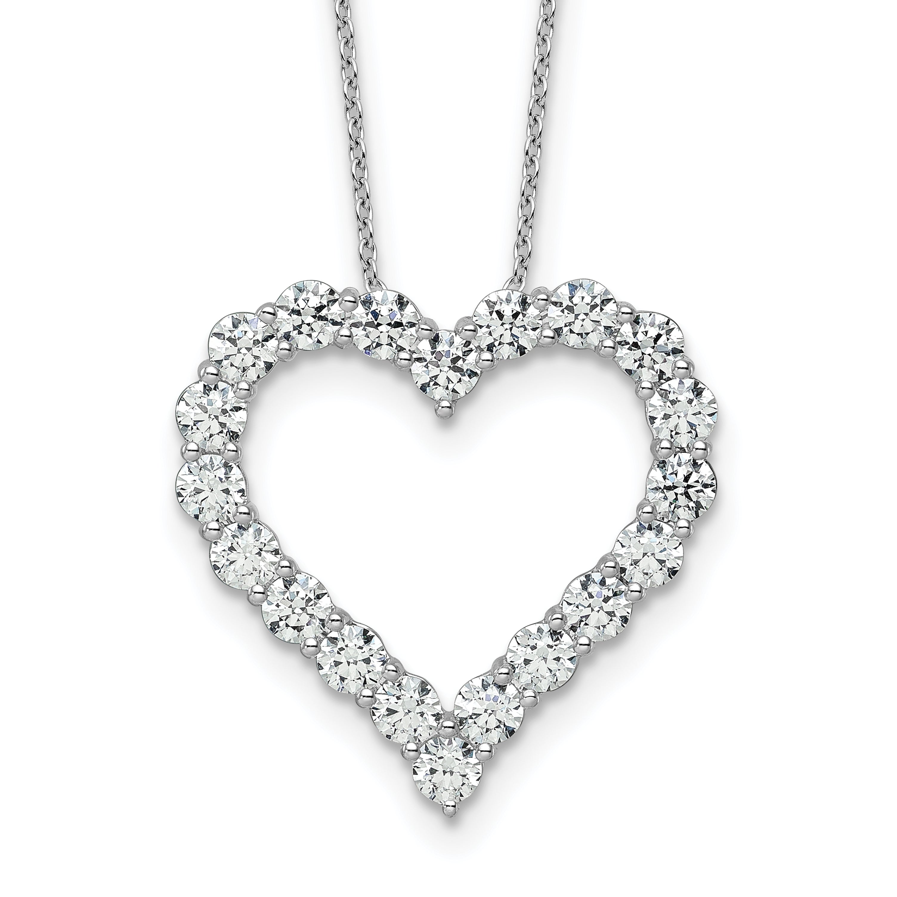 14k White Gold 3 carat Lab Grown Diamond VS/SI+ G+ Complete 18 inch Heart Pendant Necklace
