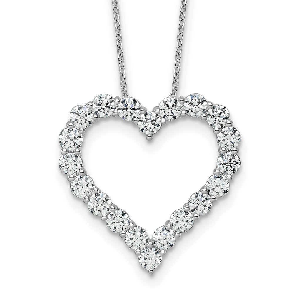14k White Gold 3 carat Lab Grown Diamond VS/SI+ G+ Complete 18 inch Heart Pendant Necklace