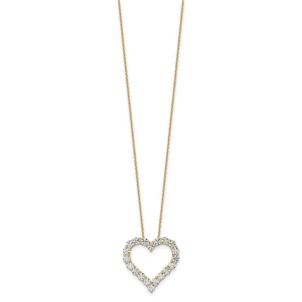 14k 3 carat Lab Grown Diamond VS/SI+ G+ Complete 18 inch Heart Pendant Necklace