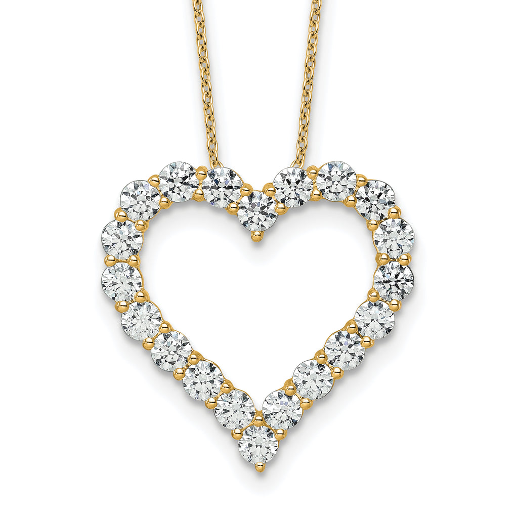 14k 3 carat Lab Grown Diamond VS/SI+ G+ Complete 18 inch Heart Pendant Necklace