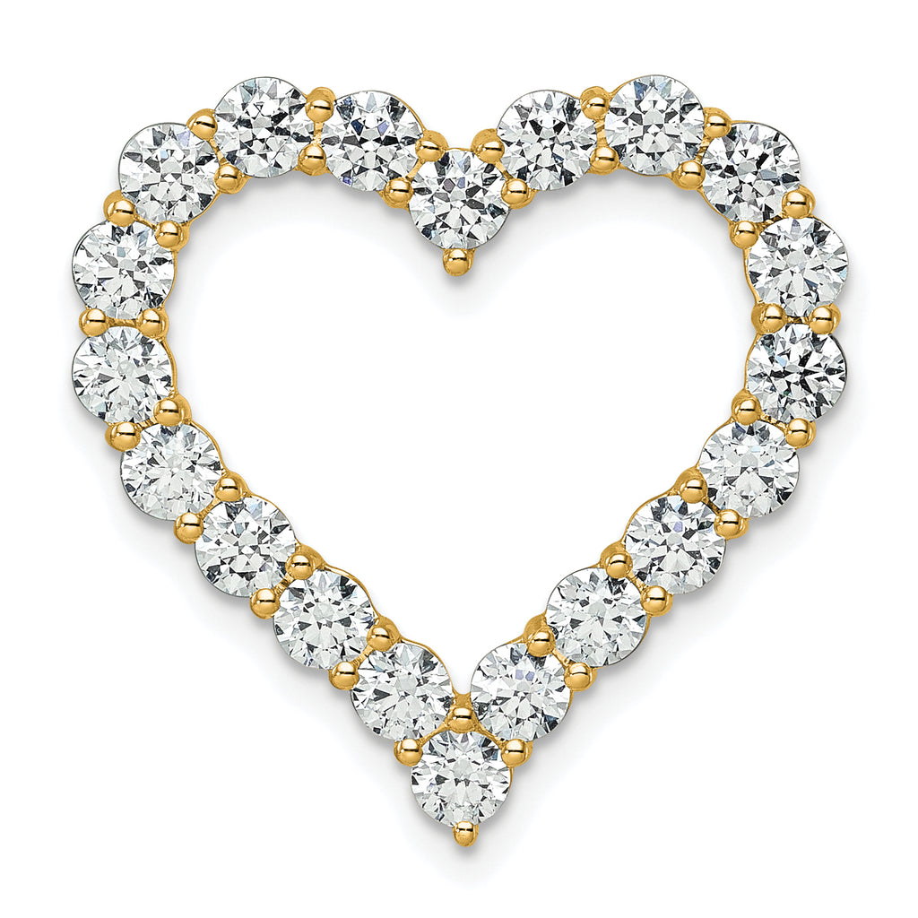 14k 3 carat Lab Grown Diamond VS/SI+ G+ Complete Heart Chain Slide Pendant