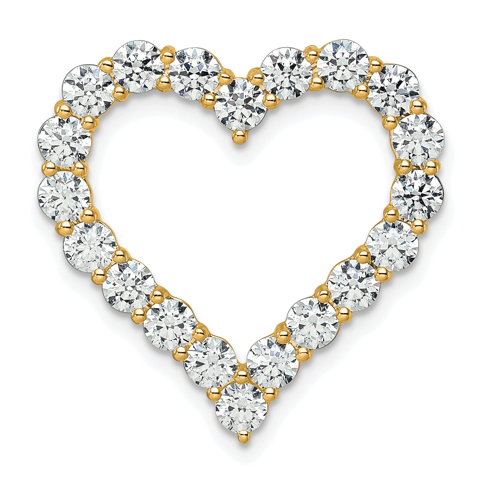 14k 3 carat Lab Grown Diamond VS+ F+ Complete Heart Chain Slide Pendant Main image