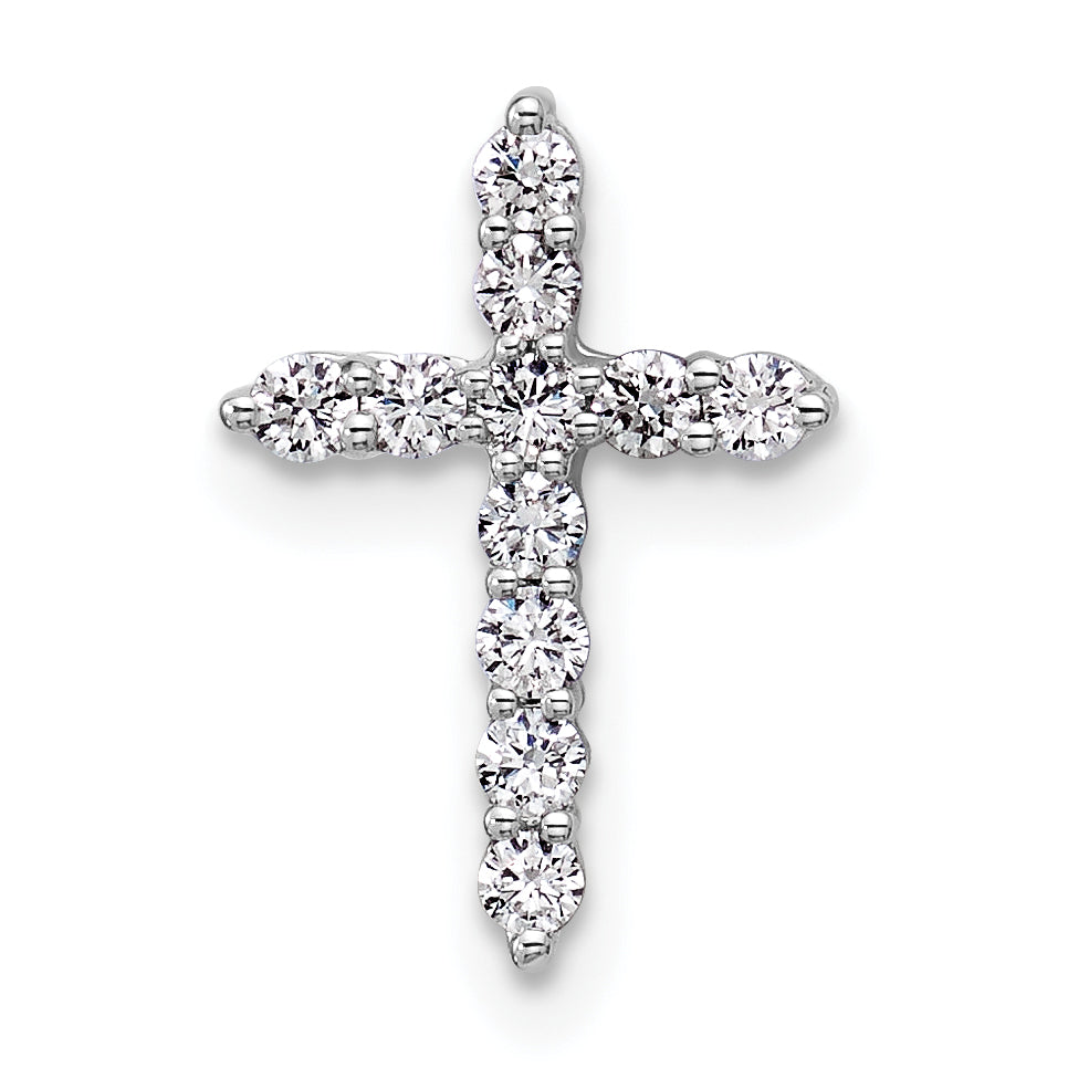 14k White Gold 1/5 carat Lab Grown Diamond VS+ F+ Complete Cross Chain Slide Pendant