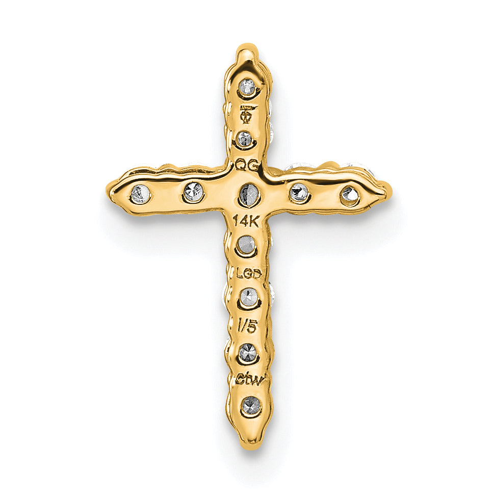 14k 1/5 carat Lab Grown Diamond VS/SI+ G+ Complete Cross Chain Slide Pendant