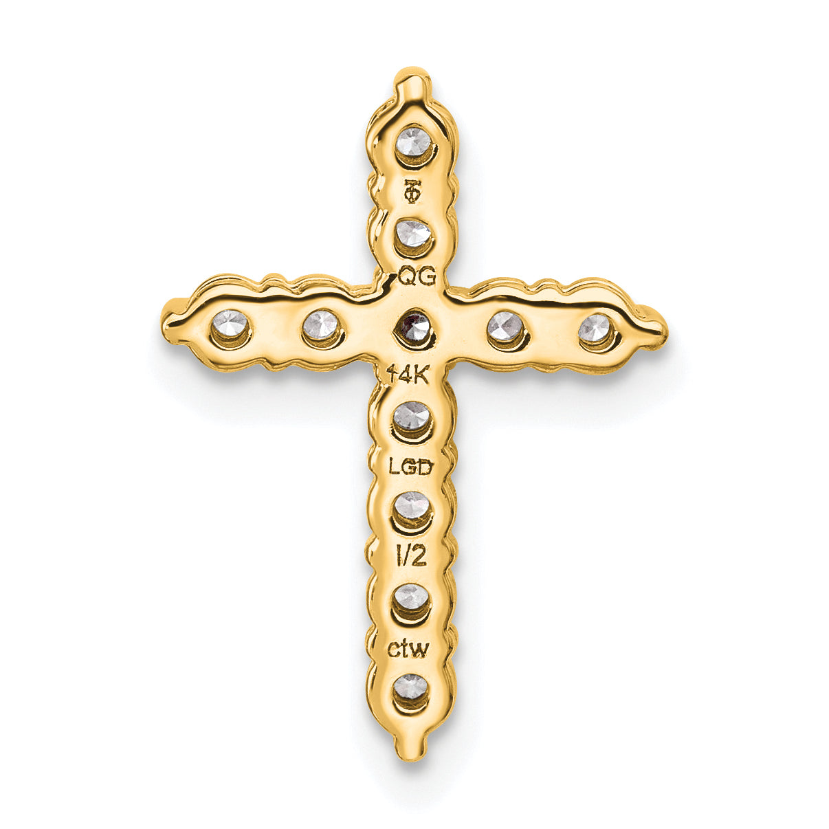 14k 1/2 carat Lab Grown Diamond VS/SI+ G+ Complete Cross Chain Slide Pendant