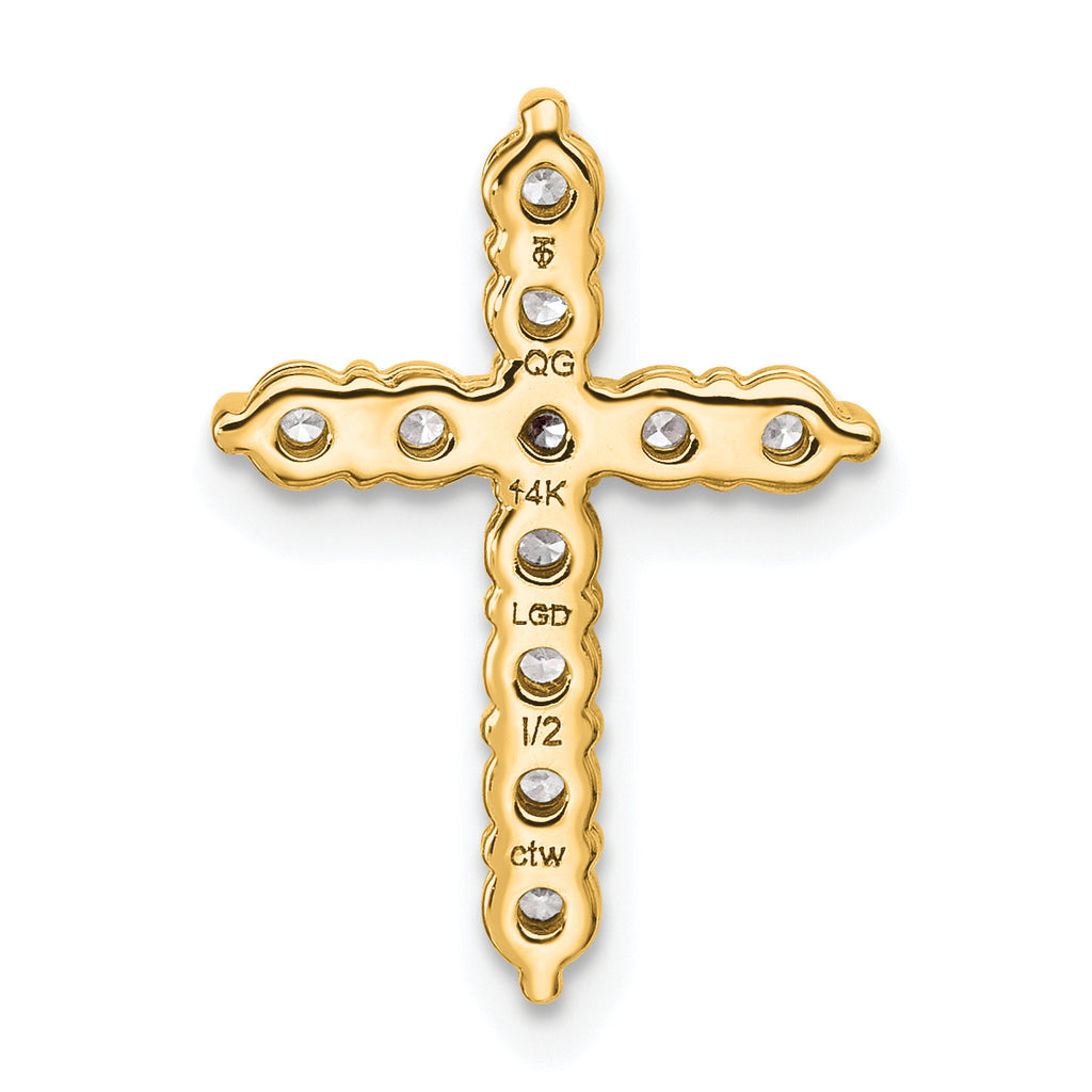 14k 1/2 carat Lab Grown Diamond VS/SI+ G+ Complete Cross Chain Slide Pendant