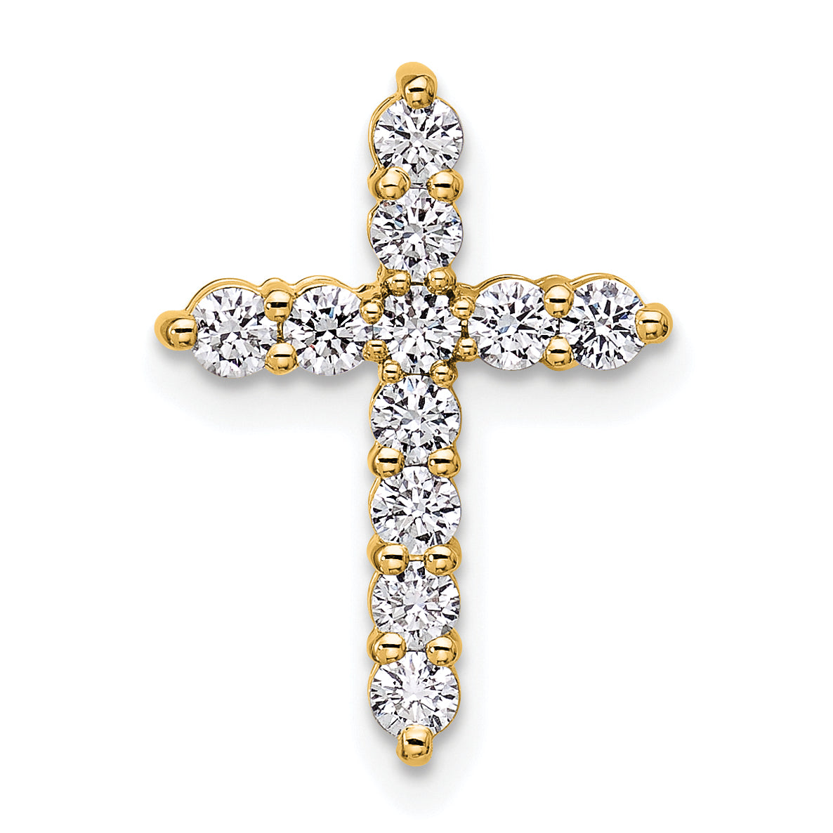 14k 1/2 carat Lab Grown Diamond VS+ F+ Complete Cross Chain Slide Pendant