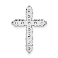 14k White Gold 1 carat Lab Grown Diamond VS/SI+ G+ Complete Cross Chain Slide Pendant