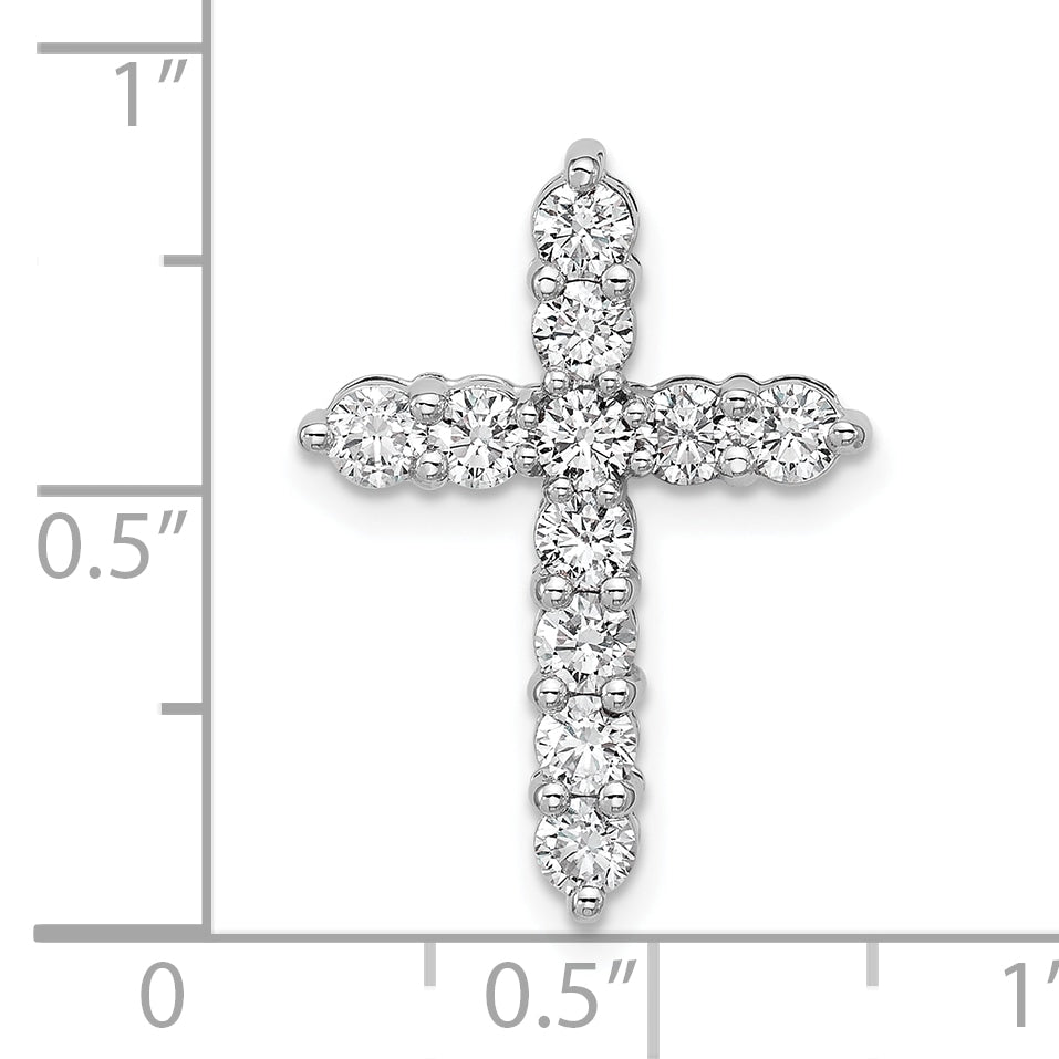 14k White Gold 1 carat Lab Grown Diamond VS/SI+ G+ Complete Cross Chain Slide Pendant