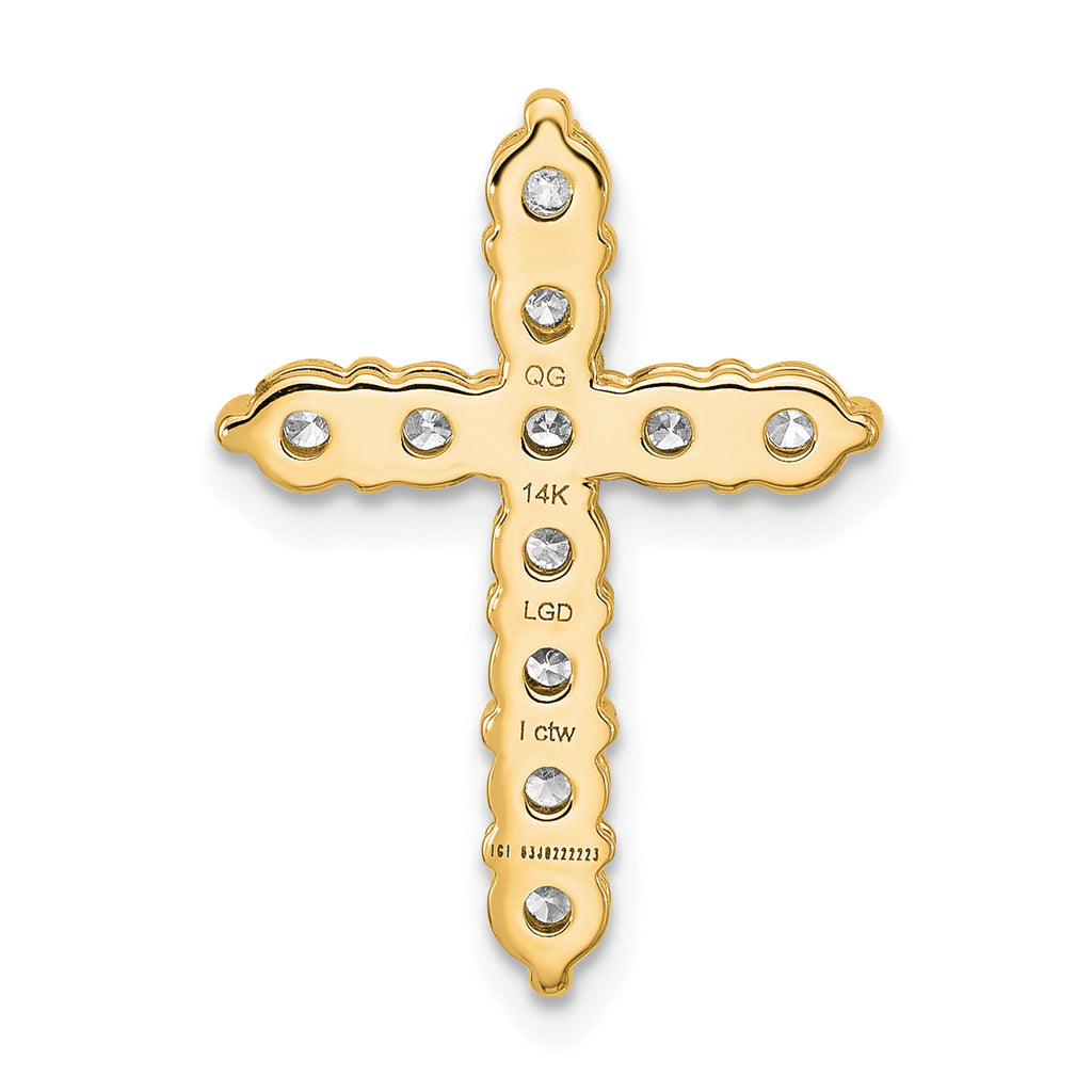 14k 1 carat Lab Grown Diamond VS/SI+ G+ Complete Cross Chain Slide Pendant