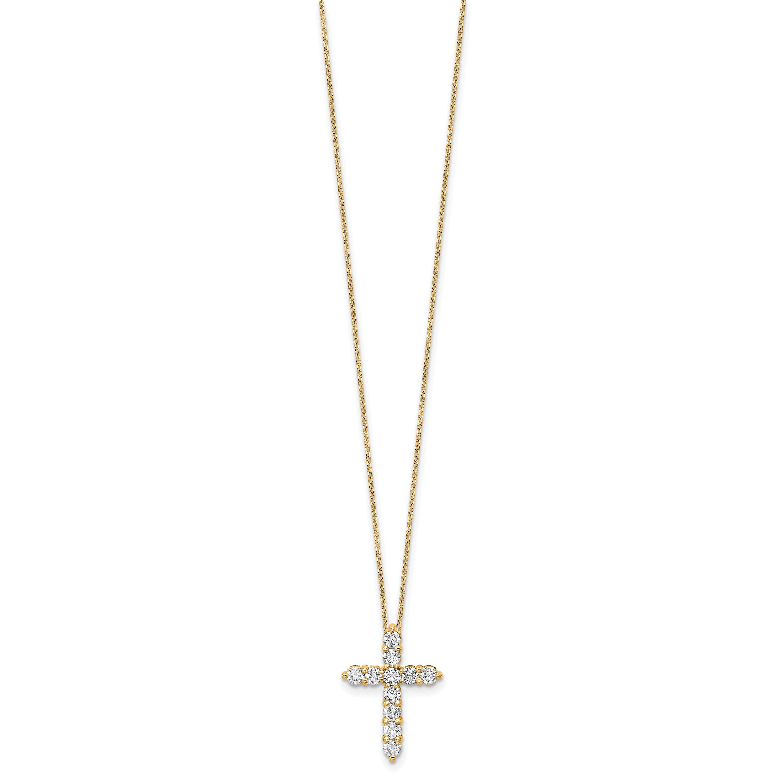 14k 1 carat Lab Grown Diamond VS+ F+ Complete 18 inch Cross Pendant Necklace