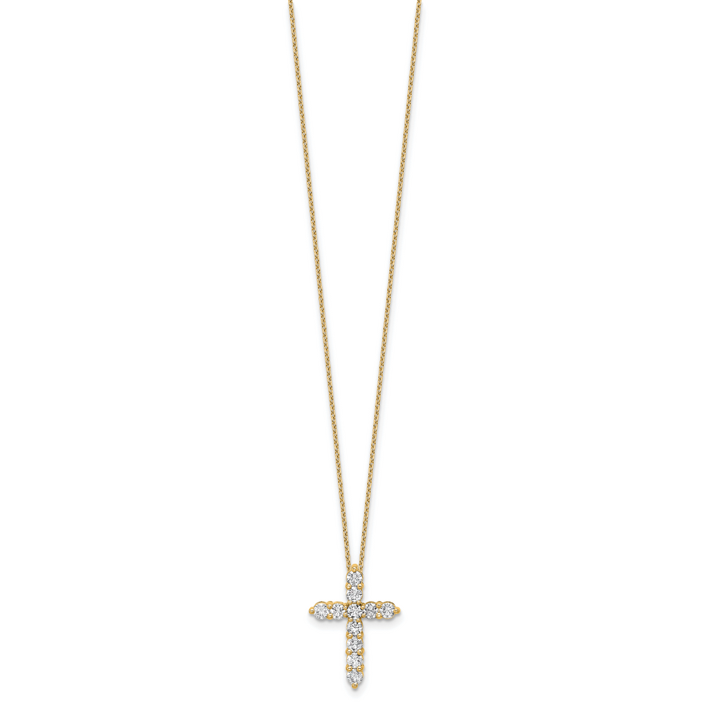 14k 1 carat Lab Grown Diamond VS/SI+ G+ Complete 18 inch Cross Pendant Necklace