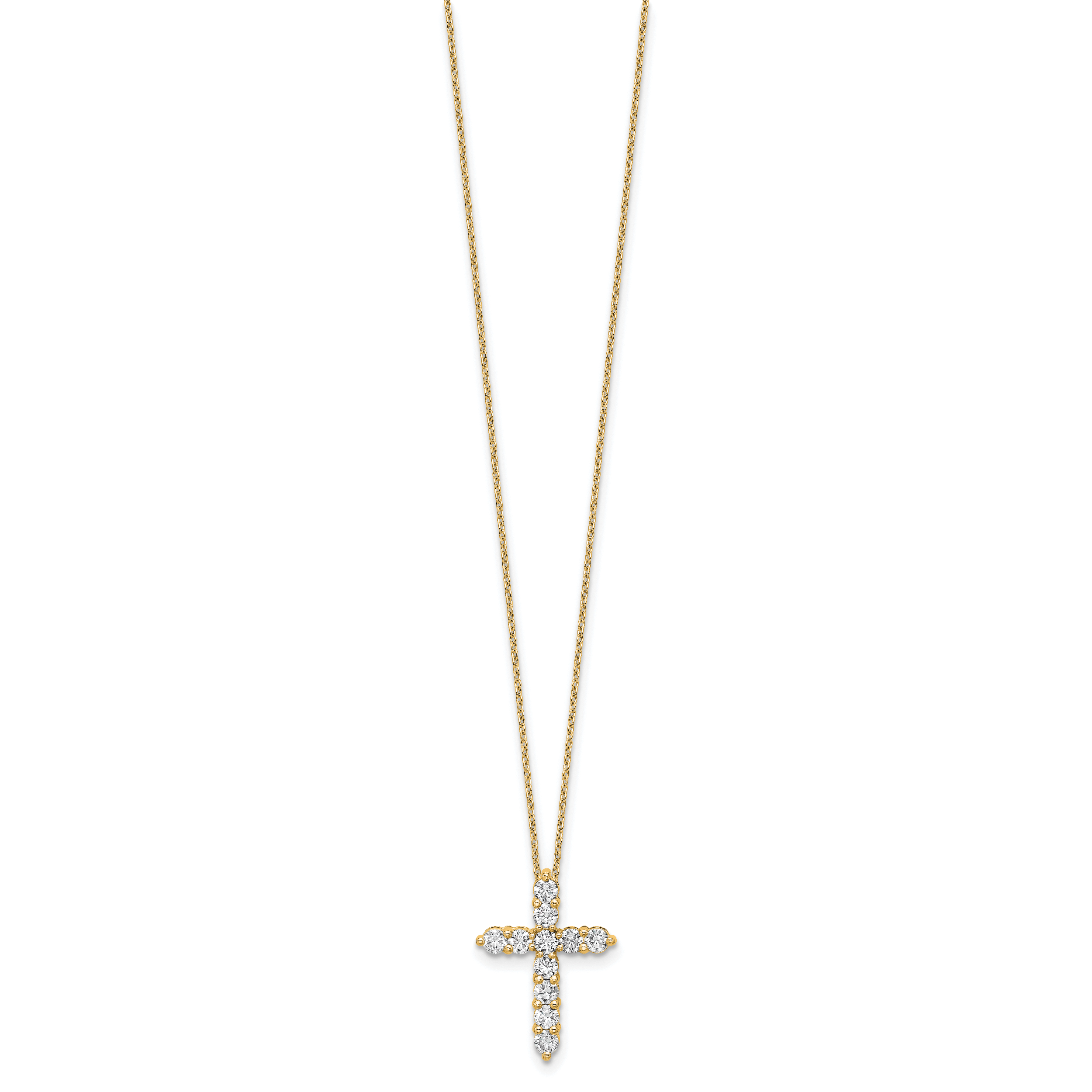 14k 1 carat Lab Grown Diamond VS+ F+ Complete 18 inch Cross Pendant Necklace