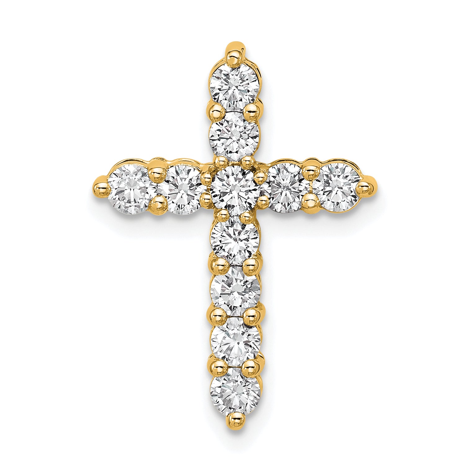 14k 1 carat Lab Grown Diamond VS+ F+ Complete Cross Chain Slide Pendant