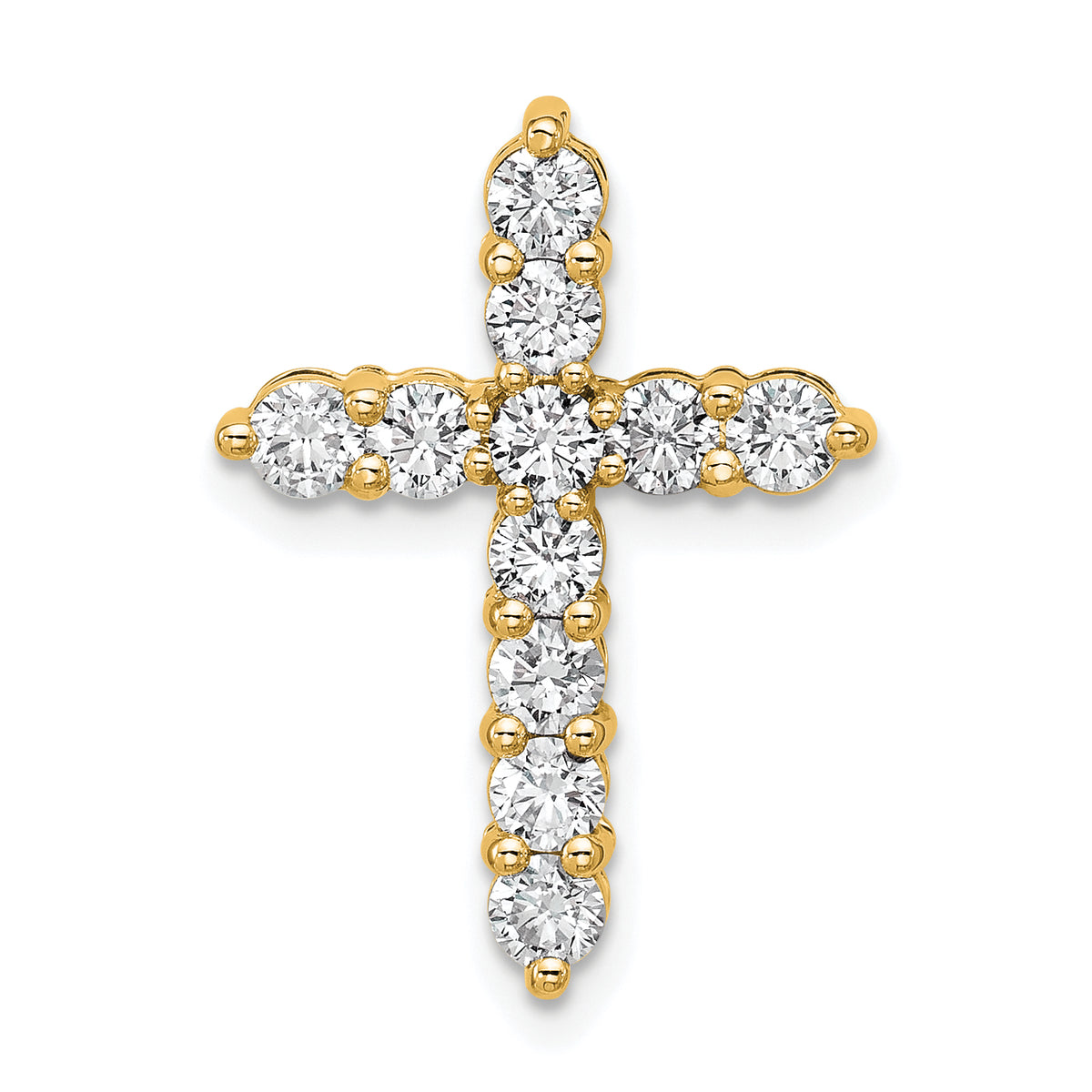 14k 1 carat Lab Grown Diamond VS+ F+ Complete Cross Chain Slide Pendant
