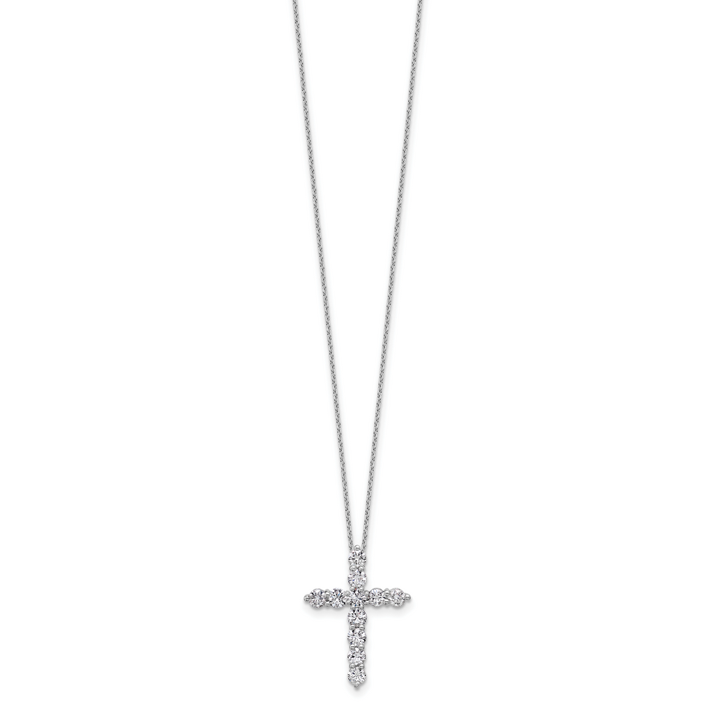 14k White Gold 1 1/2 carat Lab Grown Diamond VS/SI+ G+ Complete 18 inch Cross Pendant Necklace