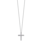 14k White Gold 1 1/2 carat Lab Grown Diamond VS/SI+ G+ Complete 18 inch Cross Pendant Necklace