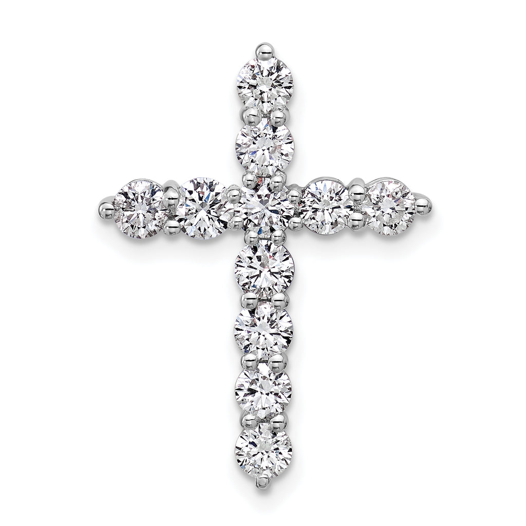 14k White Gold 1 1/2 carat Lab Grown Diamond VS/SI+ G+ Complete Cross Chain Slide Pendant