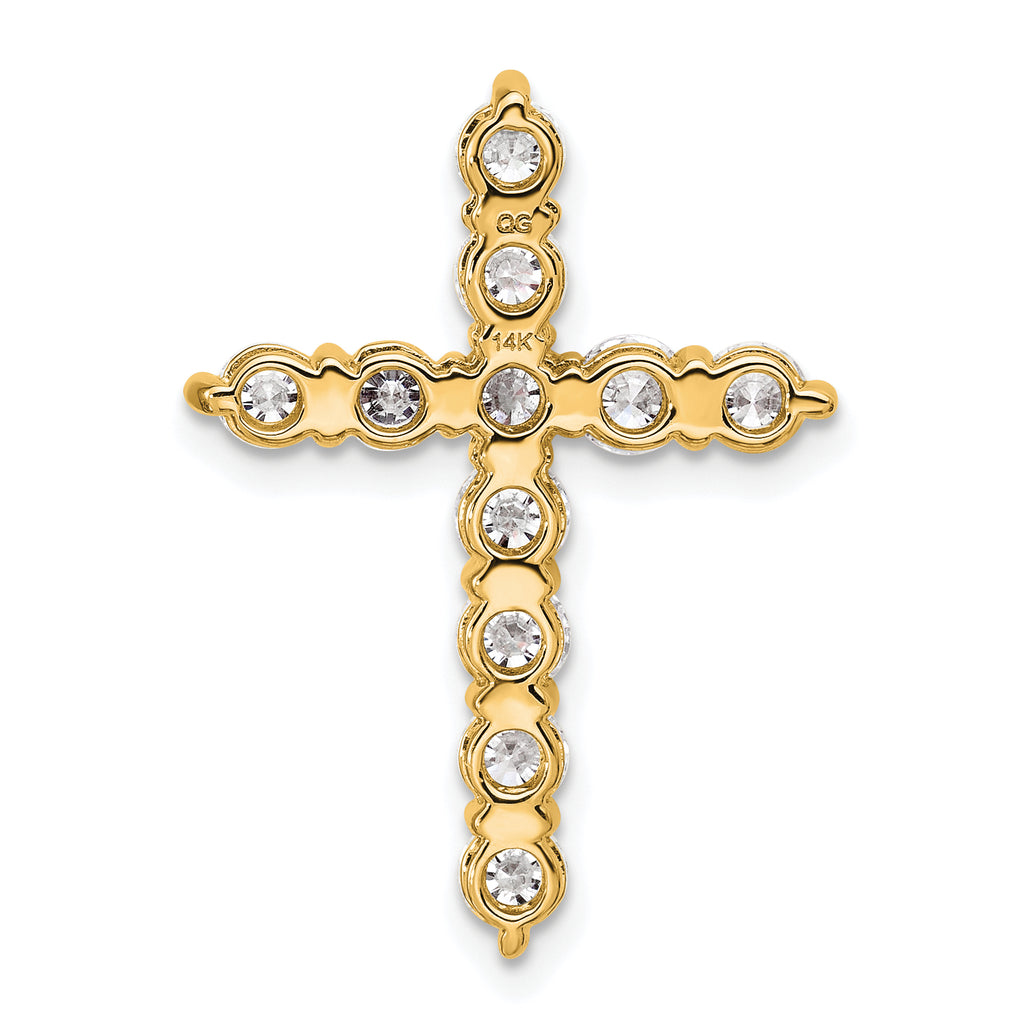 14k 1 1/2 carat Lab Grown Diamond VS/SI+ G+ Complete Cross Chain Slide Pendant