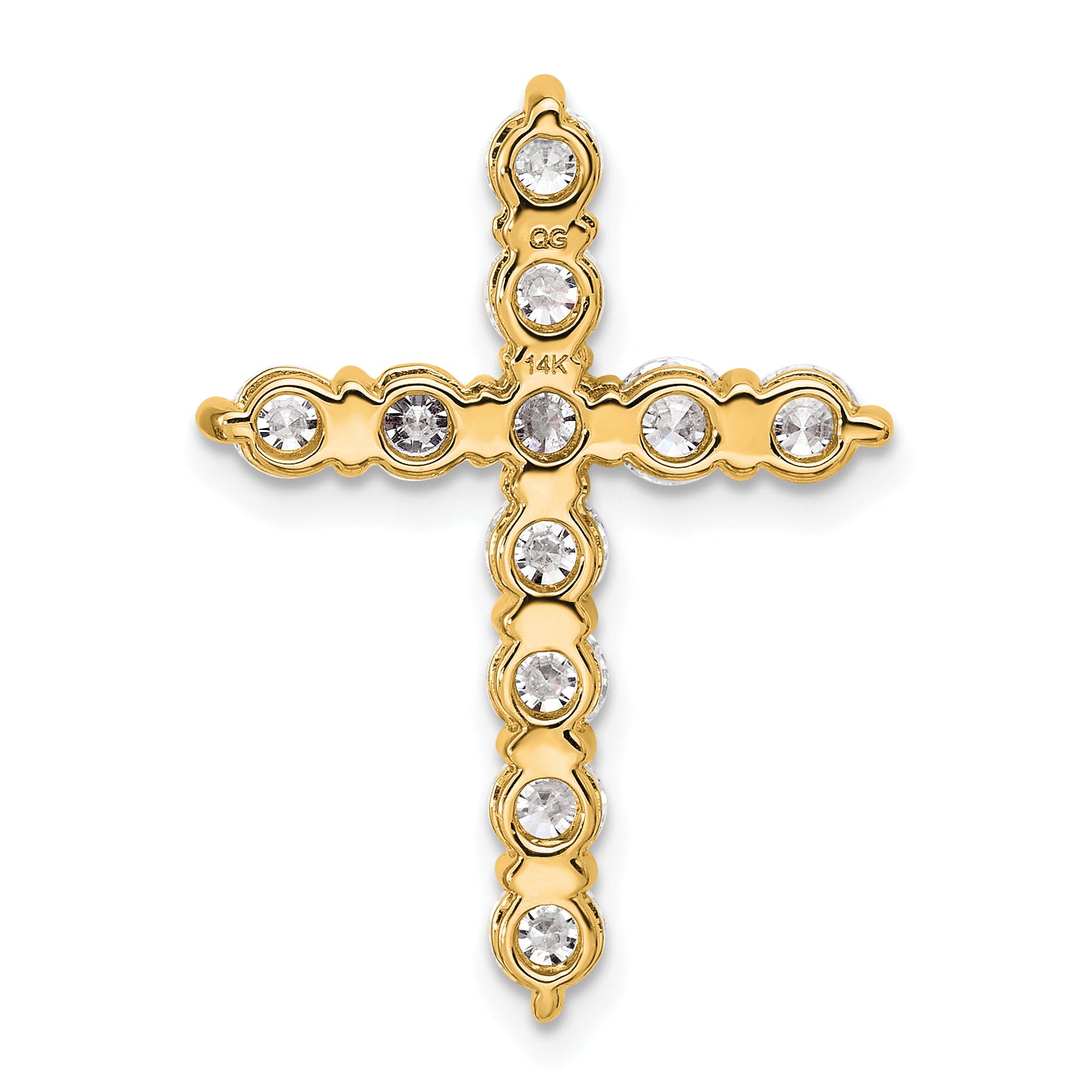 14k 1 1/2 carat Lab Grown Diamond VS/SI+ G+ Complete Cross Chain Slide Pendant