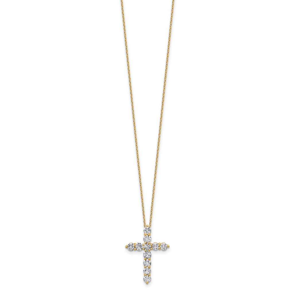 14k 1 1/2 carat Lab Grown Diamond VS/SI+ G+ Complete 18 inch Cross Pendant Necklace