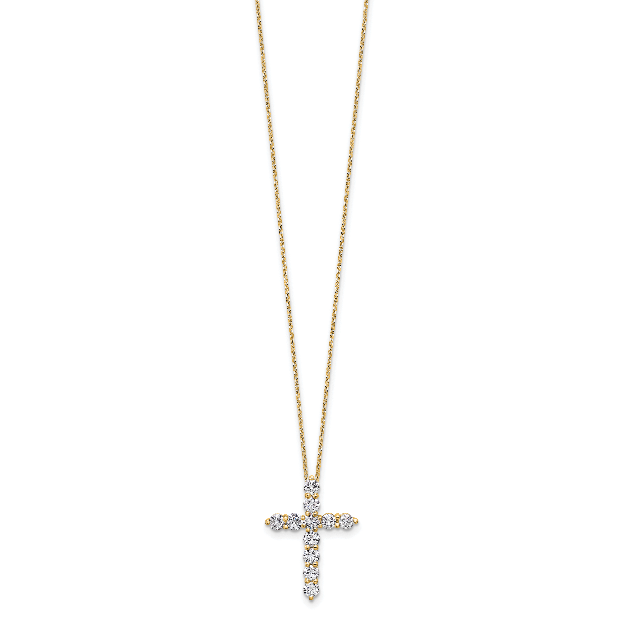 14k 1 1/2 carat Lab Grown Diamond VS/SI+ G+ Complete 18 inch Cross Pendant Necklace