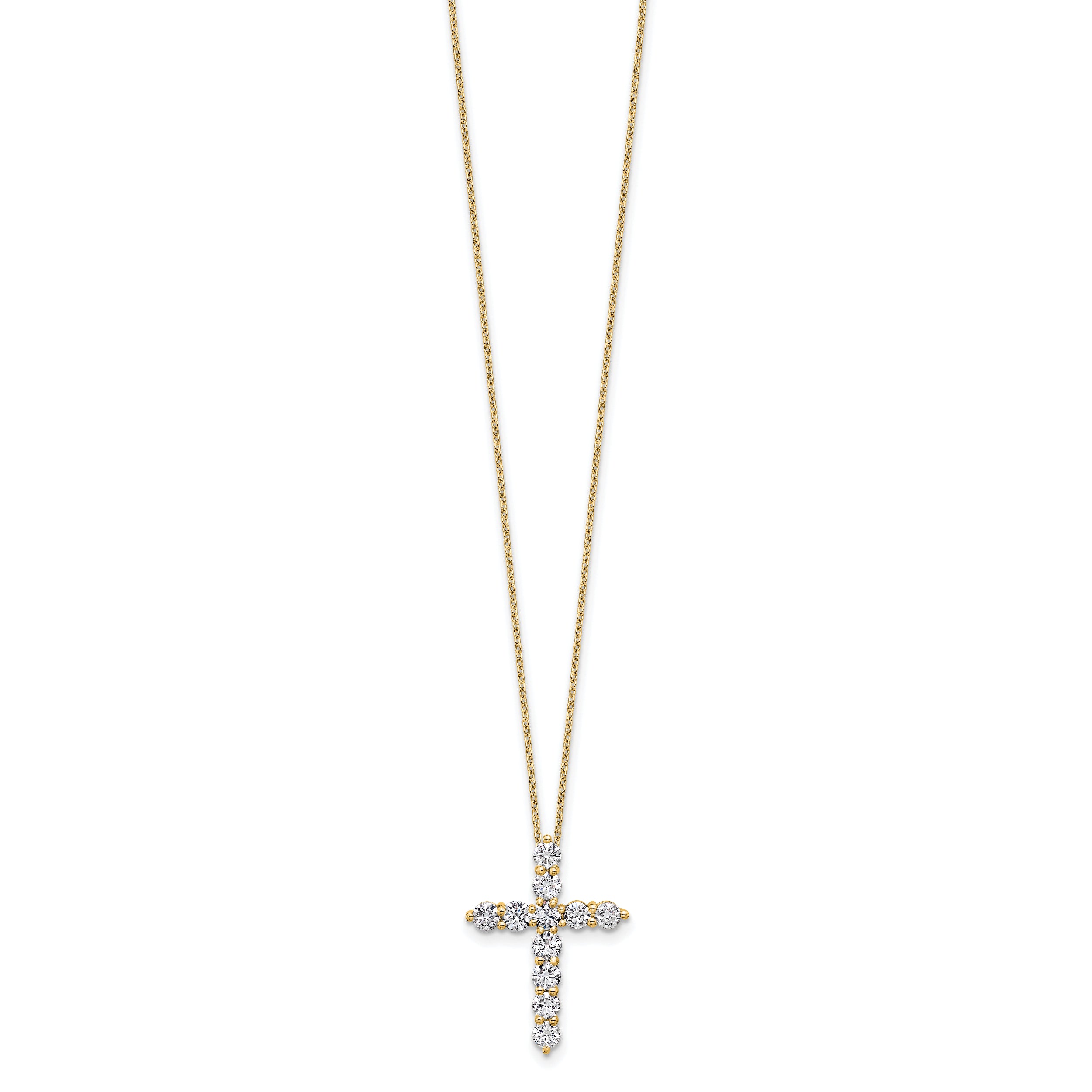 14k 1 1/2 carat Lab Grown Diamond VS/SI+ G+ Complete 18 inch Cross Pendant Necklace