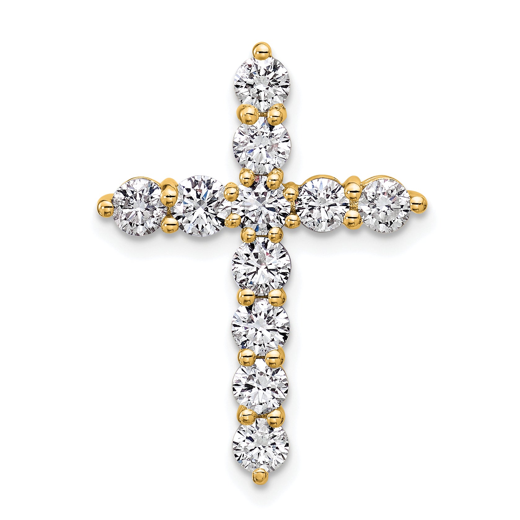 14k 1 1/2 carat Lab Grown Diamond VS+ F+ Complete Cross Chain Slide Pendant