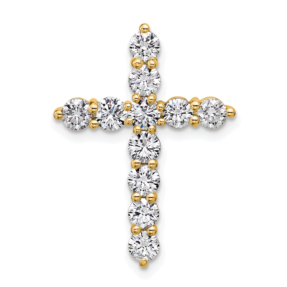 14k 1 1/2 carat Lab Grown Diamond VS+ F+ Complete Cross Chain Slide Pendant
