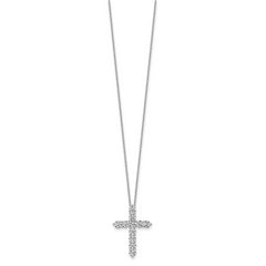 14k White Gold 2 carat Lab Grown Diamond VS+ F+ Complete 18 inch Cross Pendant Necklace