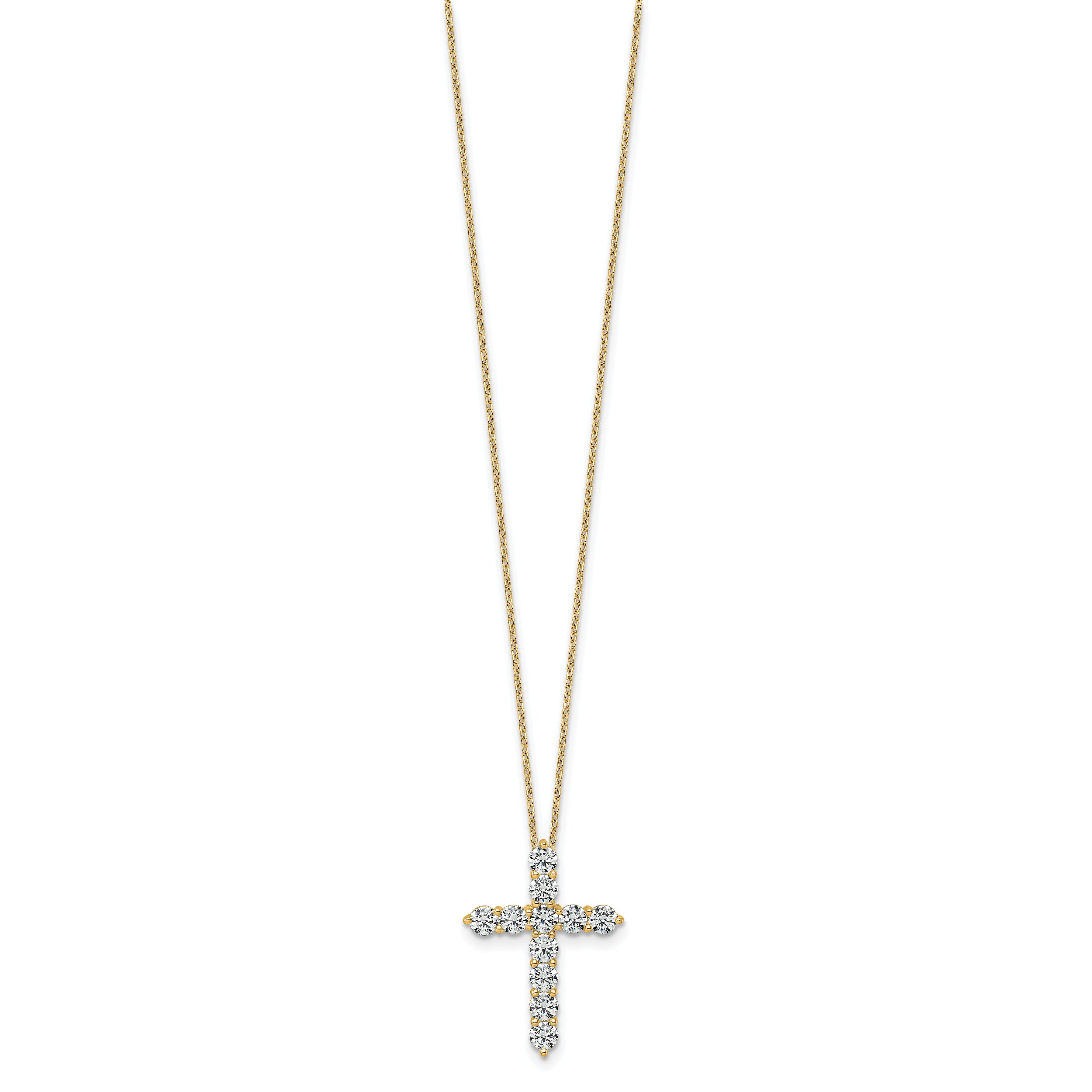 14k 2 carat Lab Grown Diamond VS+ F+ Complete 18 inch Cross Pendant Necklace