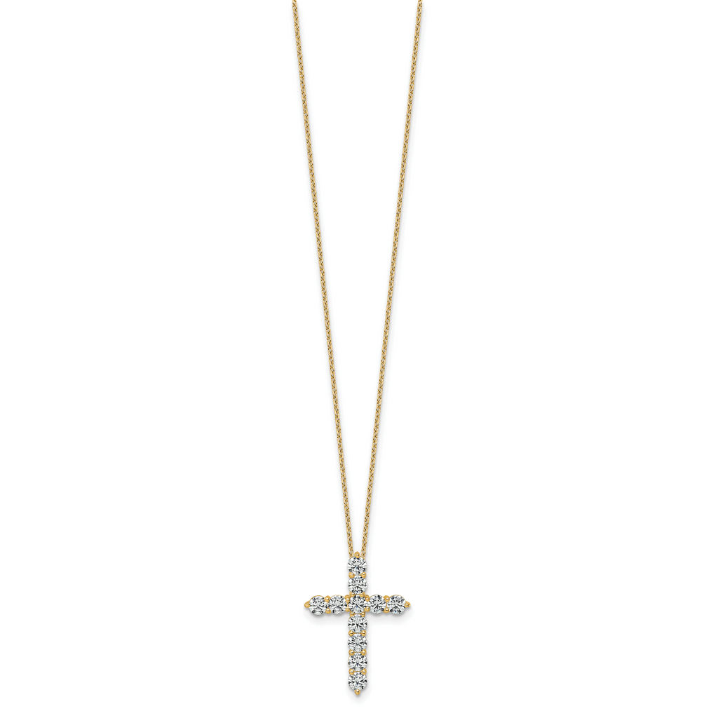 14k 2 carat Lab Grown Diamond VS+ F+ Complete 18 inch Cross Pendant Necklace