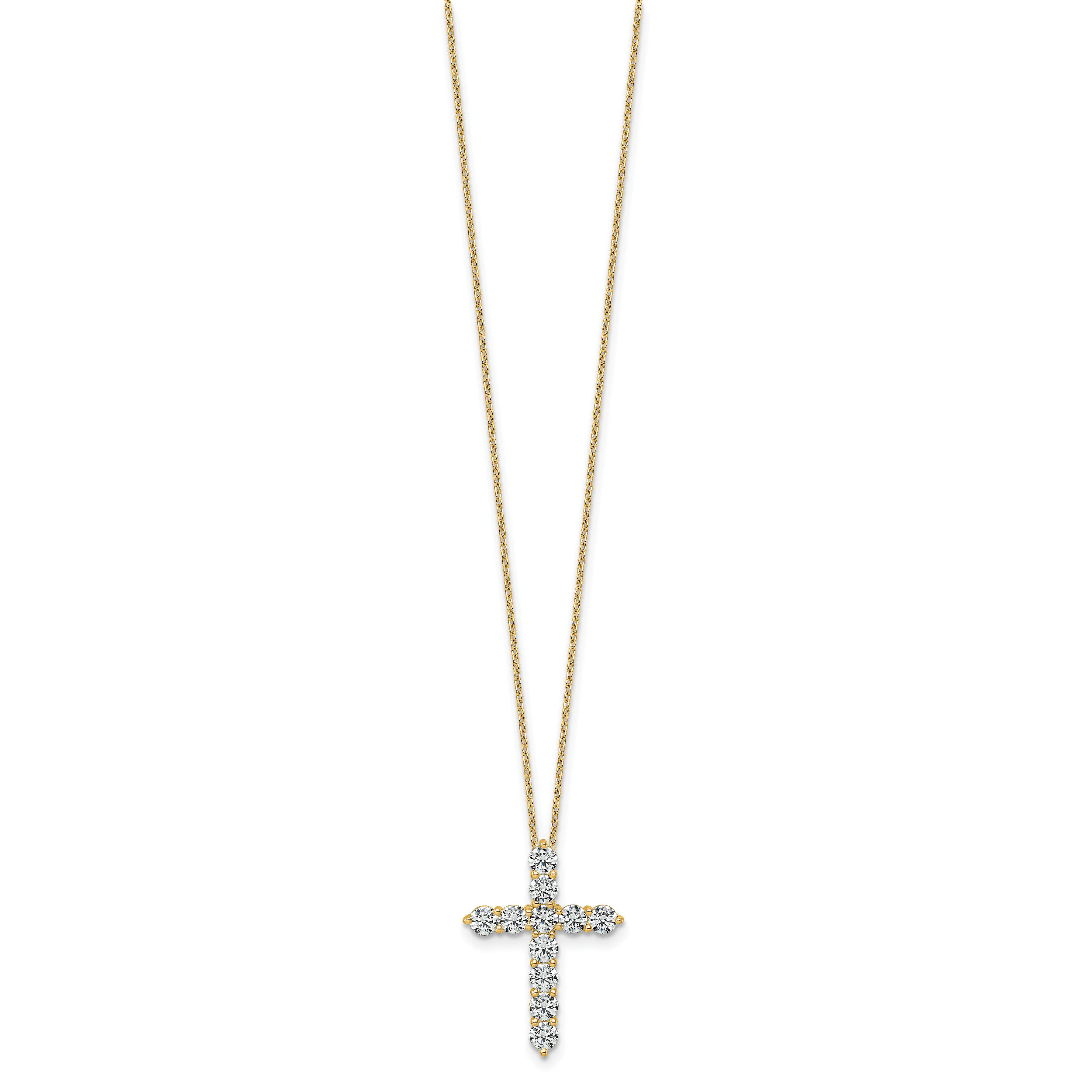 14k 2 carat Lab Grown Diamond VS+ F+ Complete 18 inch Cross Pendant Necklace